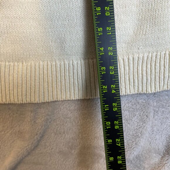 Chaps Womens Sweater L Nordic Fair Isle Ivory Red Black Cotton Blend - Picture 5 of 9